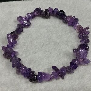 Amethyst Chip Beaded Stretch Bracelet Natural Amethyst Gemstone Chips Purple
